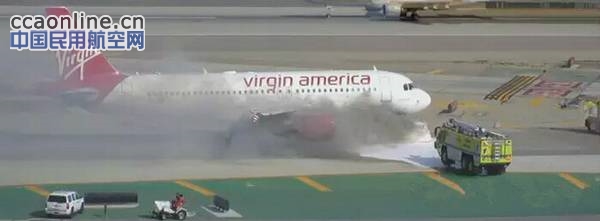 洛杉矶机场一飞机拖车着火，险些烧毁飞机