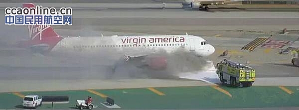 洛杉矶机场一飞机拖车着火，险些烧毁飞机