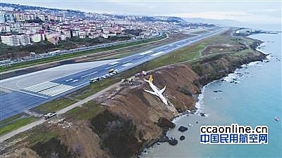 土耳其一架客机降落时冲出跑道险坠海