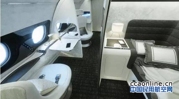 空客推出“白+黑”头等舱，内含独立的卧室和起居室