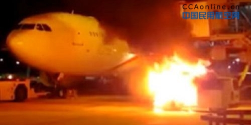 香港机场工程车起火险波及港航客机 幸无人受伤
