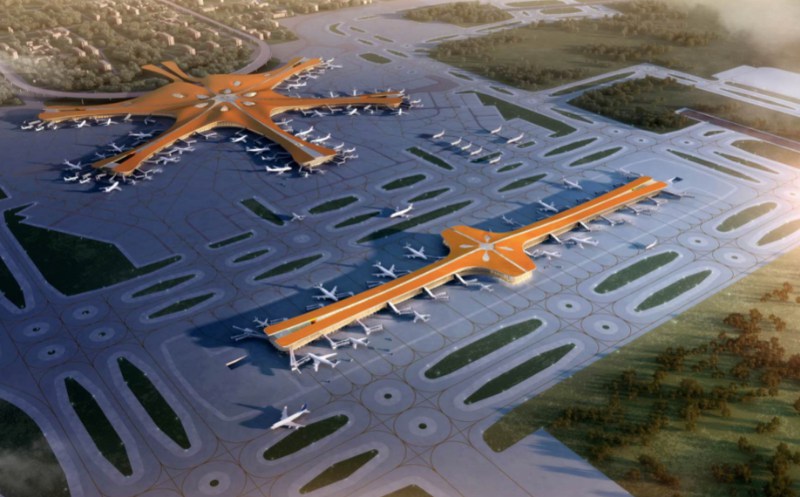 北京大兴国际机场公务机楼工程完成钢结构封顶