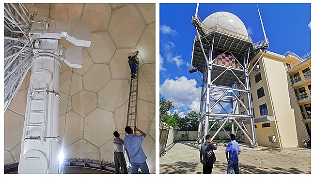 三亚空管站气象台完成天气雷达塔巡检工作