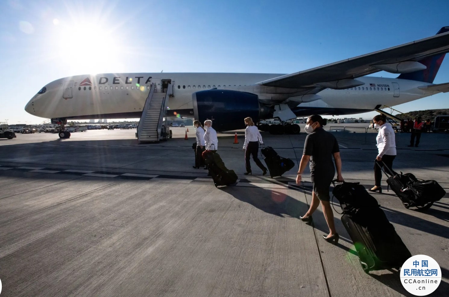 美国队奥运代表队乘德尔塔空客A350飞往北京