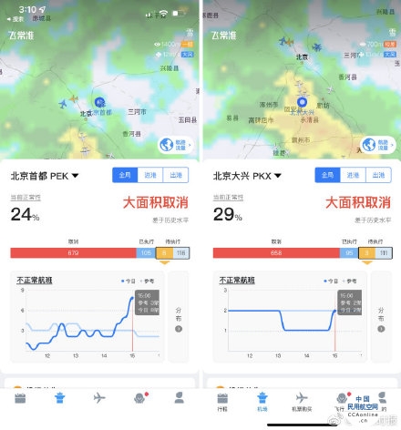 北京发布暴雪蓝色预警，两机场航班大面积取消