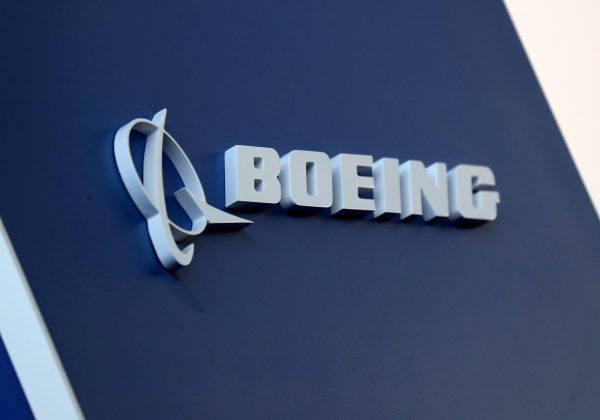 FILE PHOTO: The Boeing logo is pictured at the Latin American Business Aviation Conference & Exhibition fair (LABACE) at Congonhas Airport in Sao Paulo, Brazil August 14, 2018. REUTERS/Paulo Whitaker