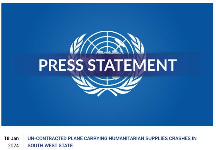 联合国一架货运包机在索马里坠毁 致1死2伤