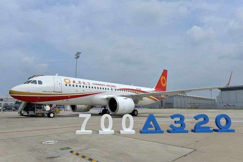 空中客車天津總裝第700架飛機交付成都航空