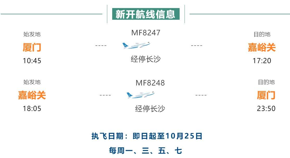 厦航暑期新航线上新
