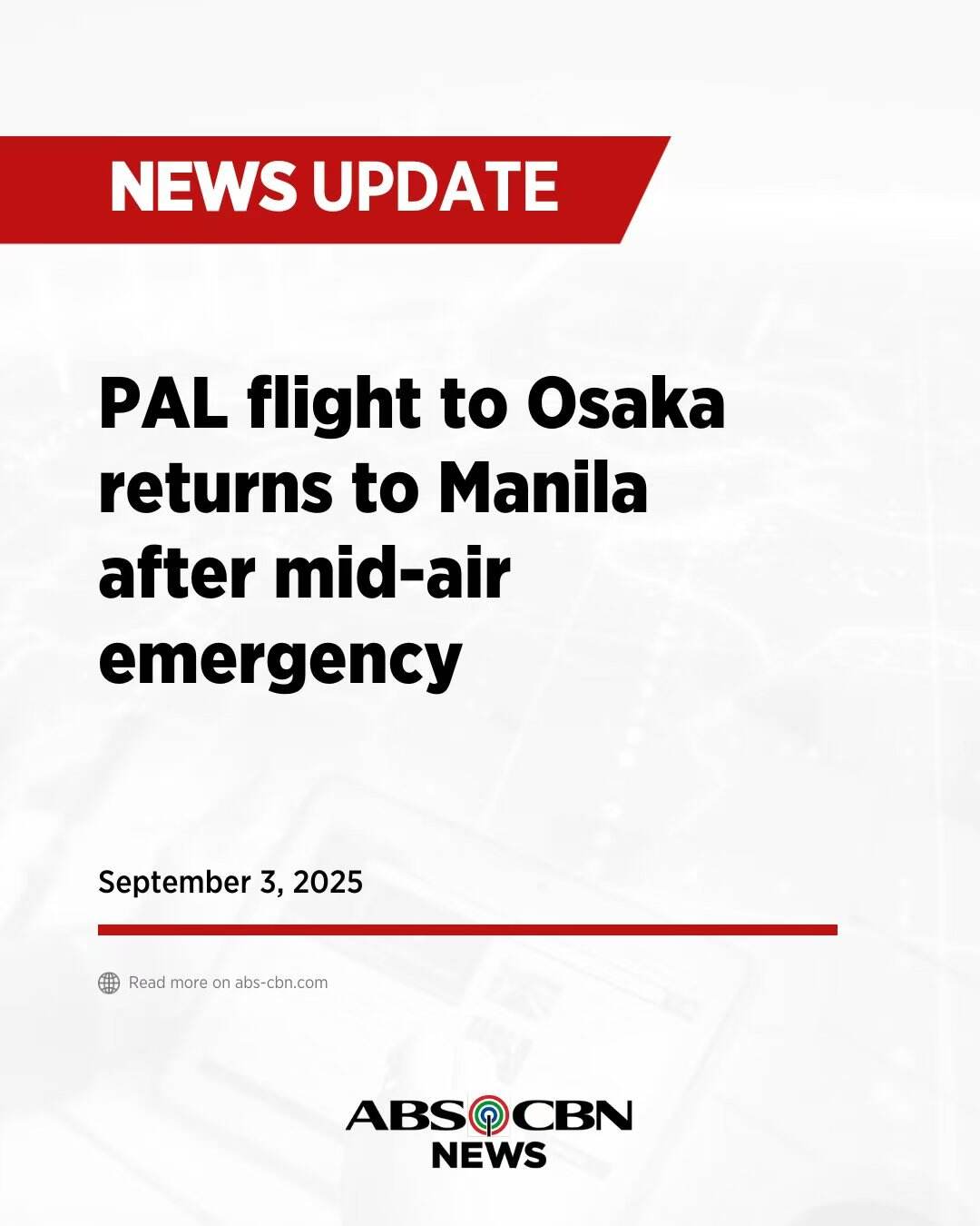 菲律宾航空一航班遭遇客舱增压 紧急返航