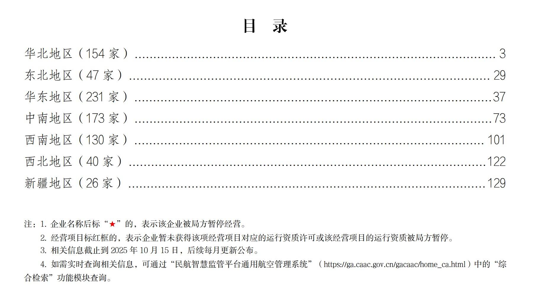 民航局发布全国通用航空企业经营许可信息(2025年10月)