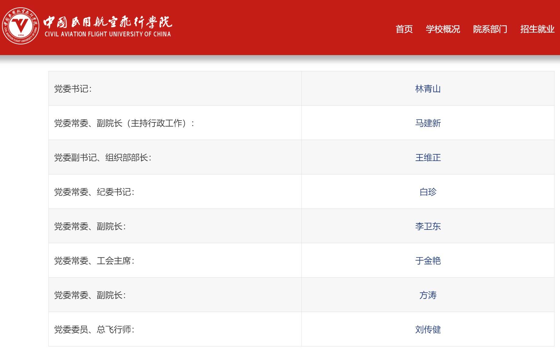 中国民用航空飞行学院多名领导履新
