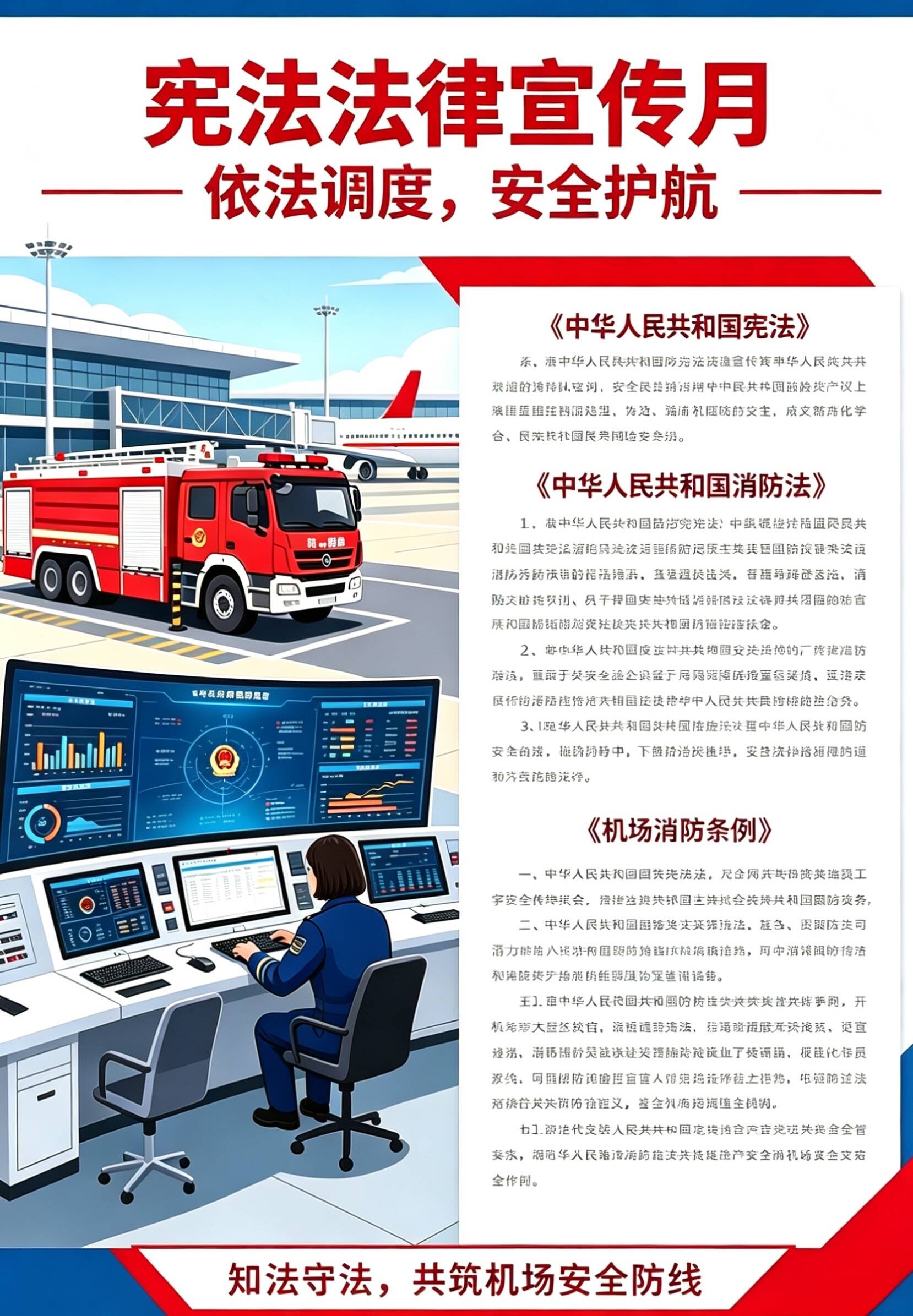 筑牢法治根基 护航机场平安——乌鲁木齐国际机场分公司航空安全保卫部（消防救援站）开展宪法法律宣传月活动
