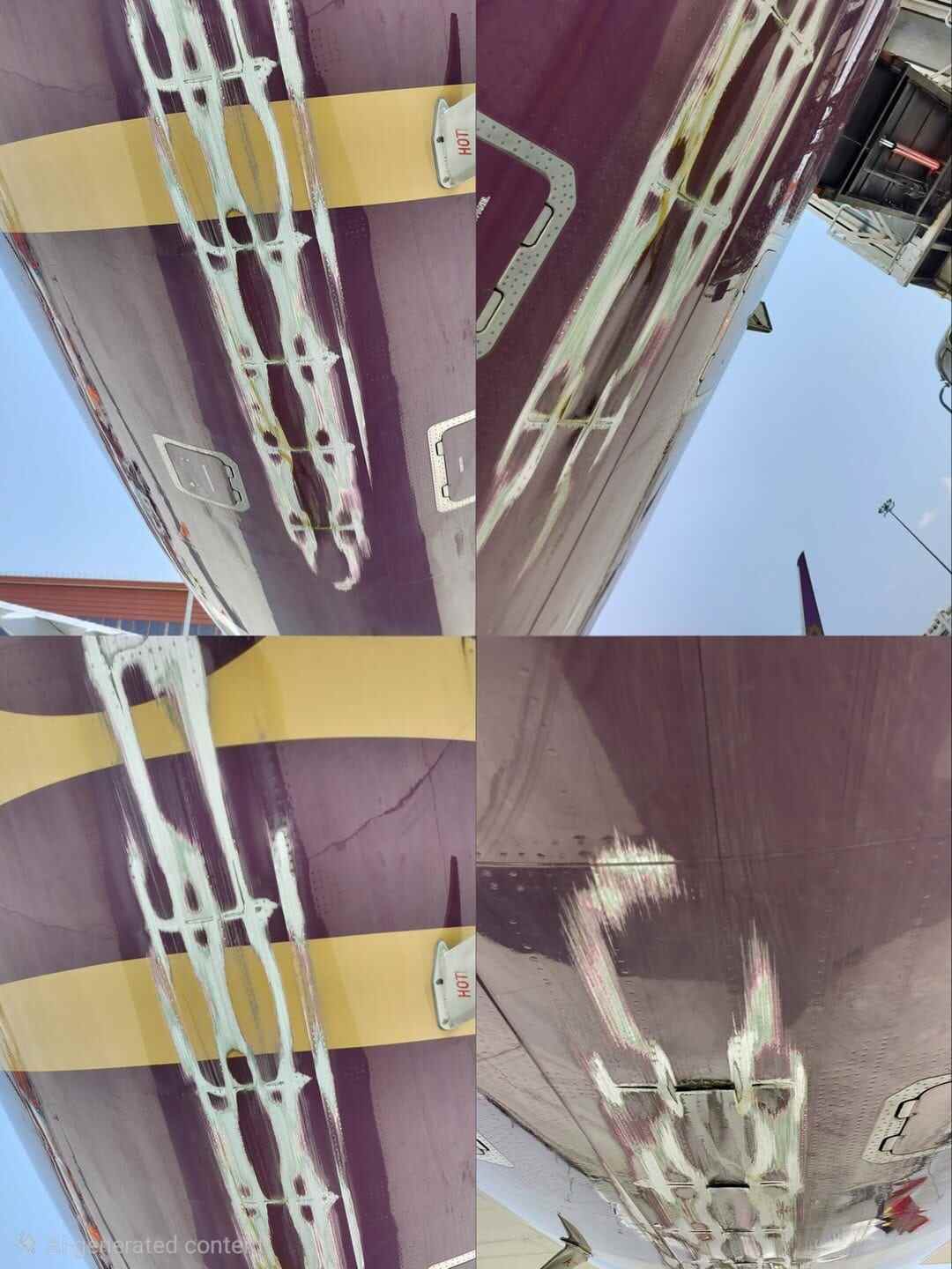 印度航空一客机落地时擦尾