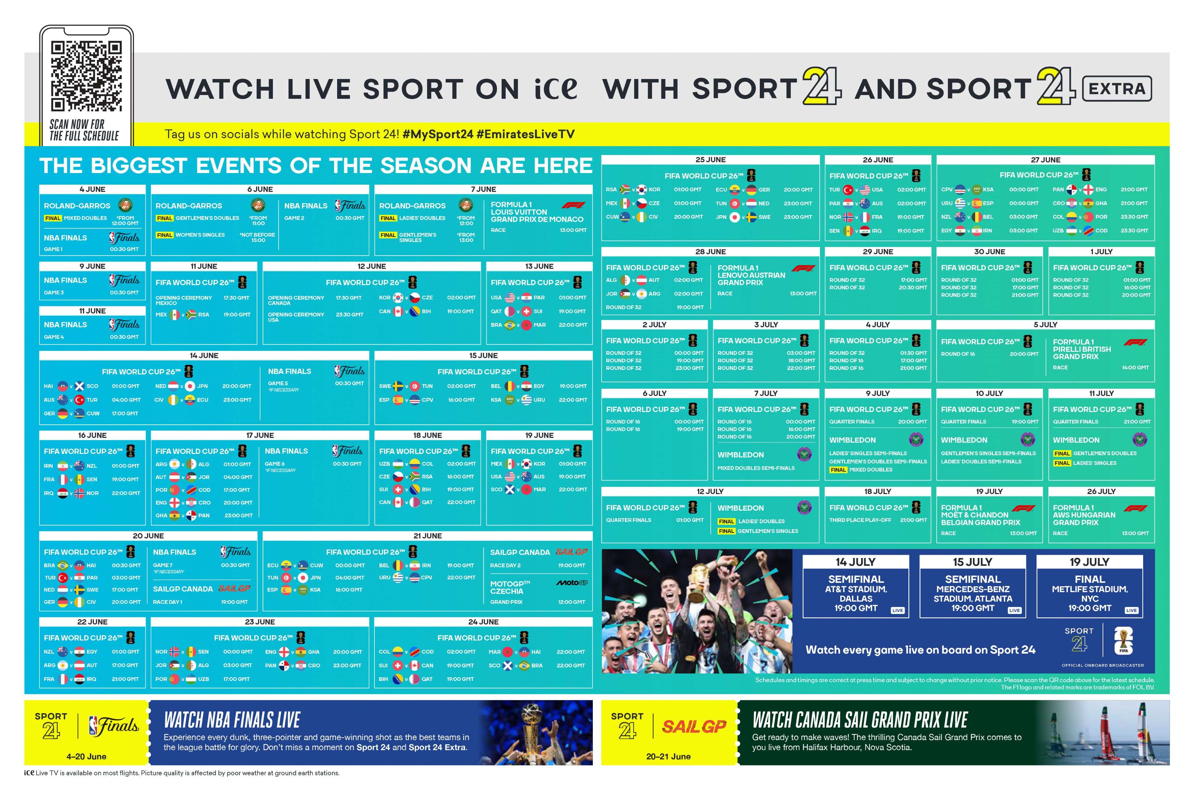 阿联酋航空通过Sport 24频道在航班上直播2026年国际足联世界杯™