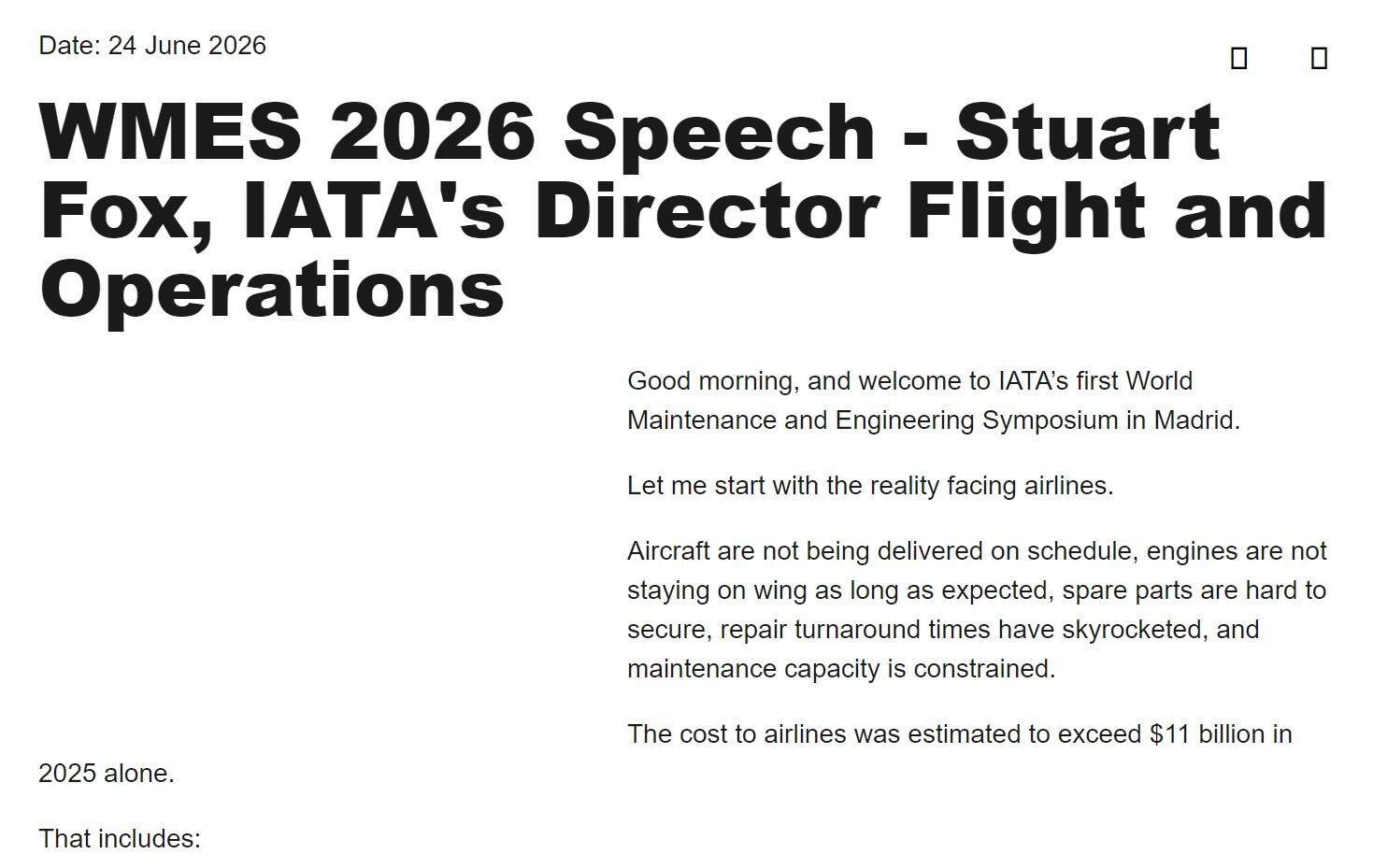 国际航协:四大优先事项加强航空供应链