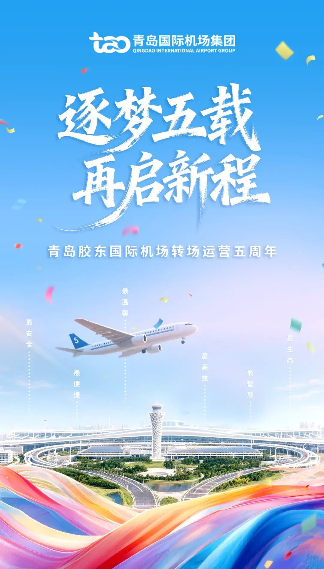 青岛胶东国际机场迎来转场五周年